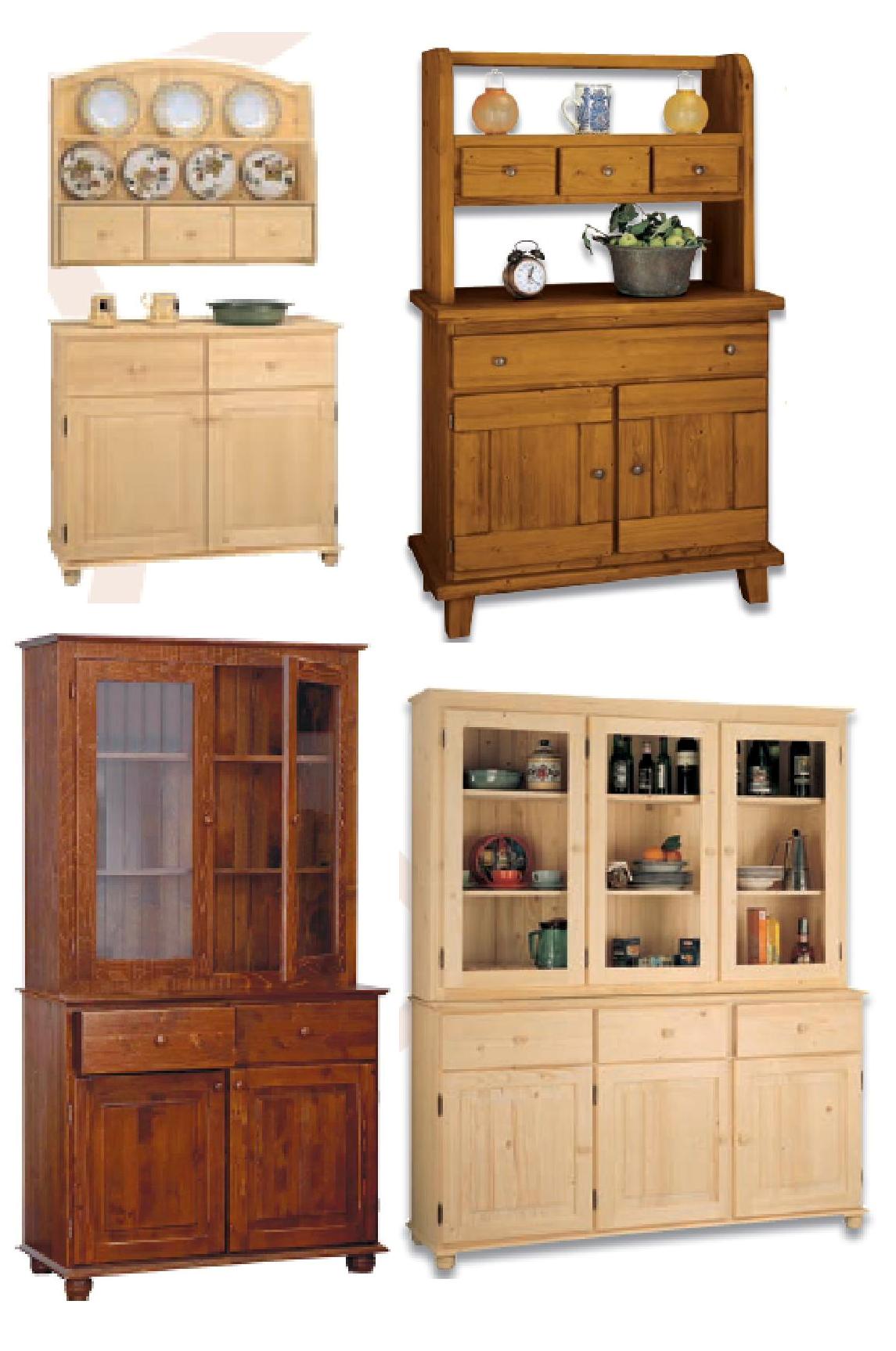 Credenza in legno massello con due cassetti Credenza in legno massello