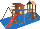 Parco giochi con torretta e scivolo Fantasilandia 5 Beach-Hut-Swing Kiosk certificato TUV_Blue-Rabbit_product in vendita online da Mybricoshop