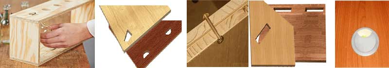 Fori passanti tondi, rettangolari e irregolari su pannelli