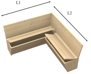 Panca contenitore su misura ad angolo in legno Elegance