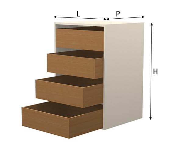 modulo cassettiera per cucine in muratura