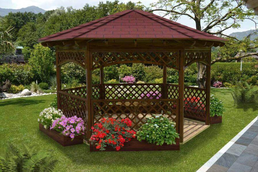 Gazebo in legno esagonale con falda su misura_product_product_product_product