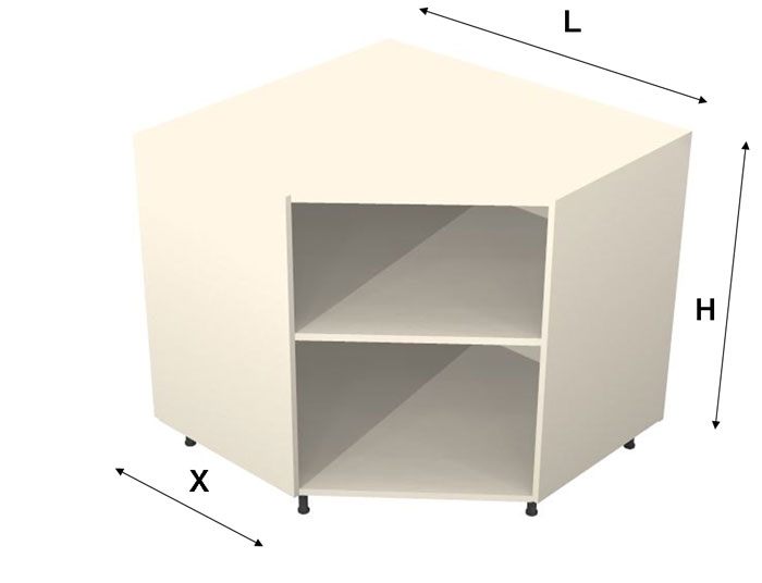 Base ad angolo per cucina trapezoidale