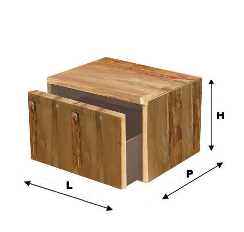 Modulo Q-box con cassetto in legno riciclato su misura