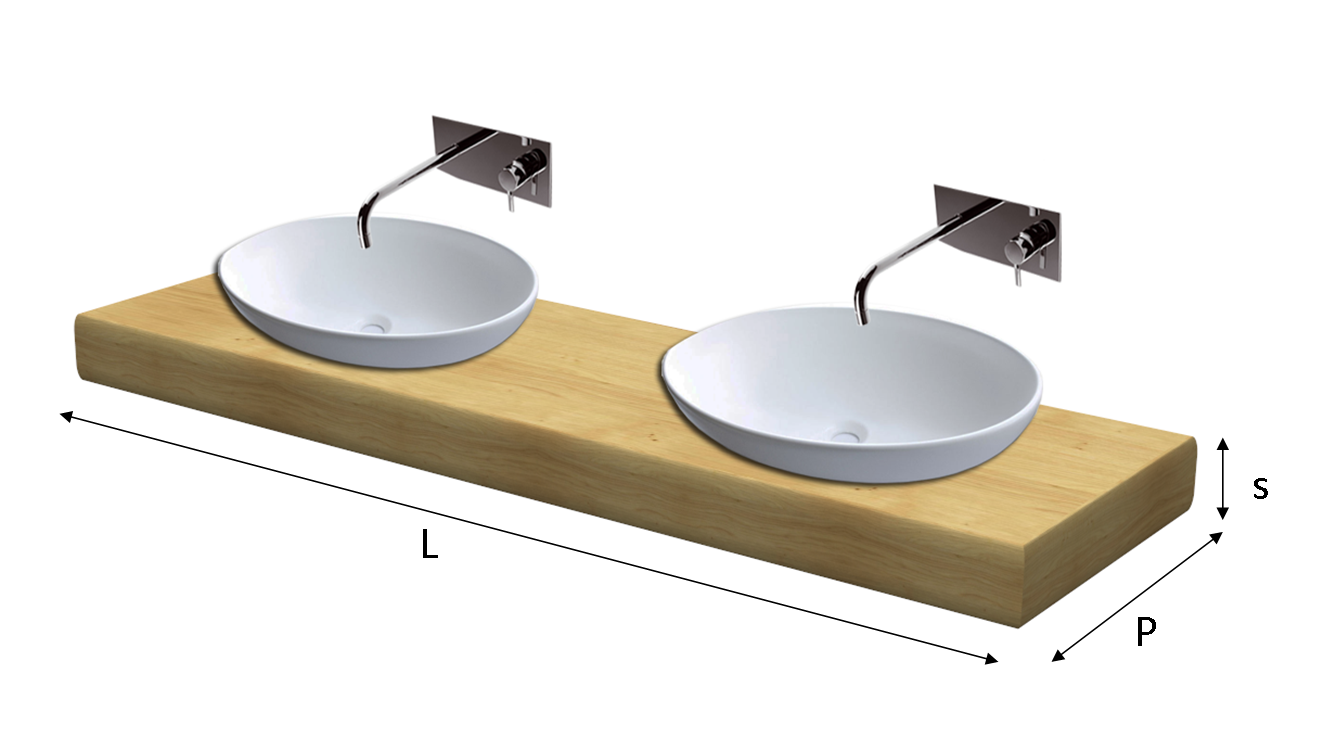 Top lavabo legno massello su misura