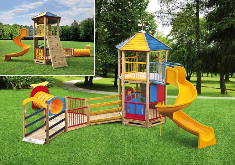Parco giochi con torretta e scivolo Arcobaleno bambini disabili certificato TUV_product_product_product