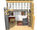 Soppalco su misura integrato Avoli con armadio, letto, libreria, zona giorno in vendita online da Mybricoshop 