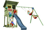 Parco giochi con torretta e scivolo Beach-Hut-Swing certificato TUV_Blue-Rabbit