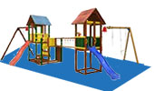 Parco giochi con torretta e scivolo Blue Rabbit Fantasilandia 5 Swing certificato TUV
