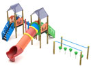 Parco gioco Villaggio musicale mini  2 con scivolo idoneo per uso pubblico in vendita online da Mybricoshop