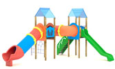 Parco gioco Villaggio medium 2 con scivolo idoneo per uso pubblico in vendita online da Mybricoshop