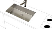 Lavello integrato in acciaio inox per top stratificato HPL  laminato in tanti colori con fori e lavorazioni in vendita online da Mybricoshop