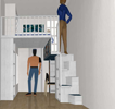 Soppalco Biella su misura integrato  con armadio, letto, libreria, zona giorno in vendita online da Mybricoshop 