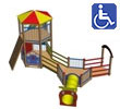Parco giochi con torretta e scivolo Arcobaleno bambini disabili certificato TUV