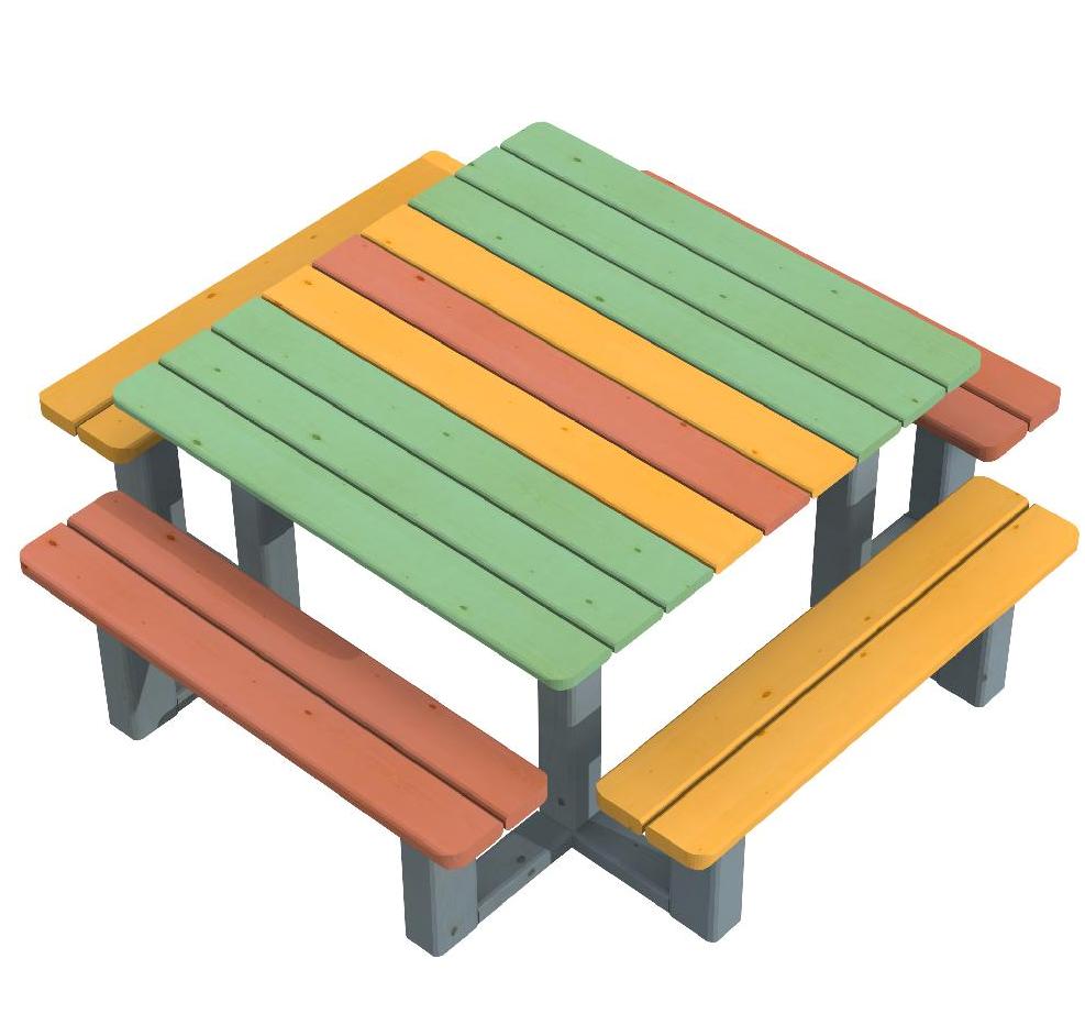 Dobar Bambini Divano per i Quattro Figli Legno FSC colorato Come Un Tavolo e sedie con Panca Picnic o Casinò 90 x 85 x 45 cm 